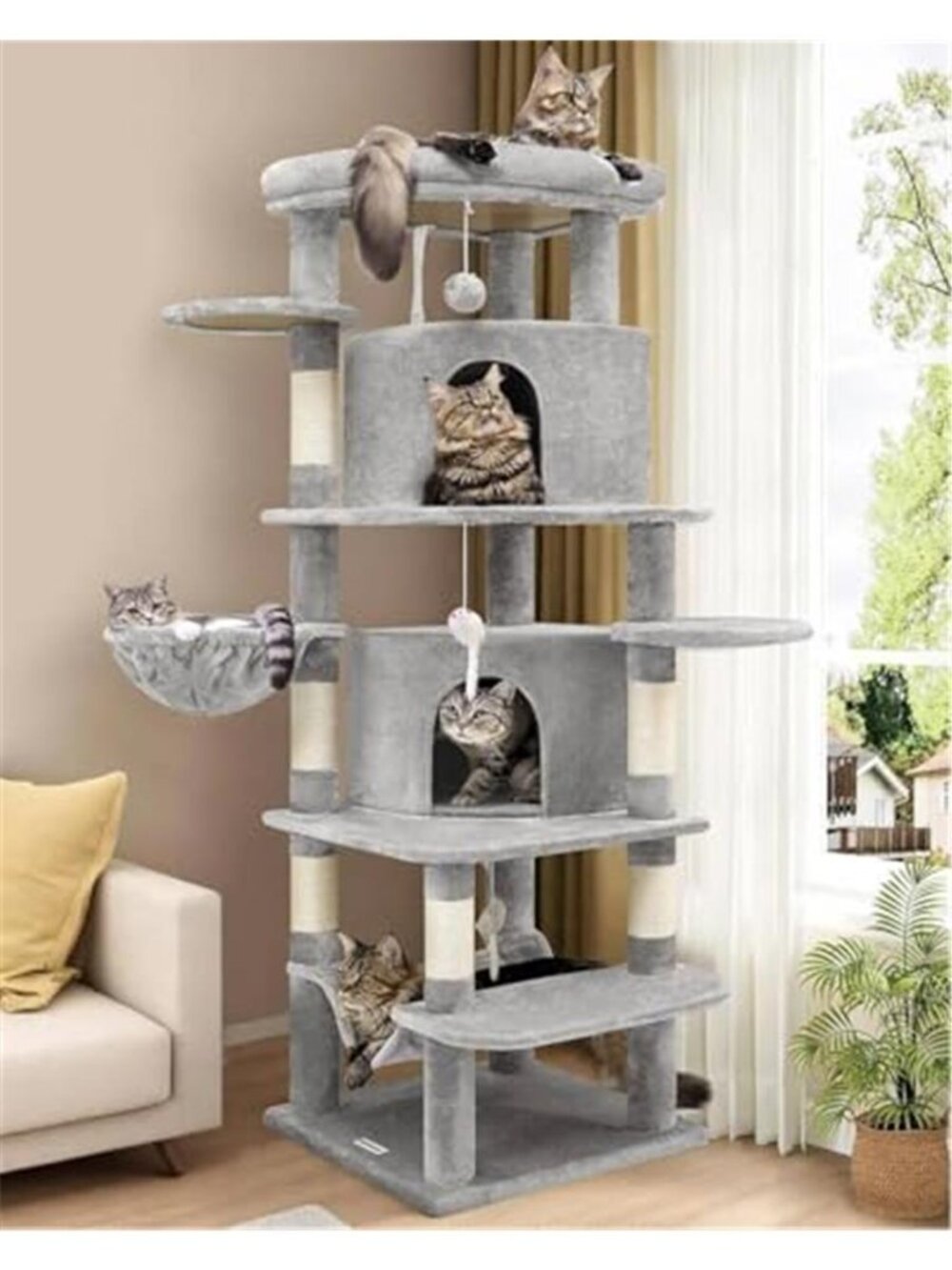 66inch Cat Tree Tall Curved Series Large Cat Tower